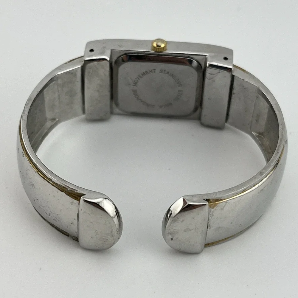 Eikon Watch Women 20mm Case Black Dial Bangle Cuff‎ Band- New Battery